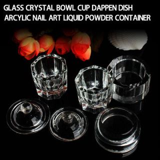   Crystal Bowl Cup Dappen Dish Arcylic Nail Art Liquid Powder Container