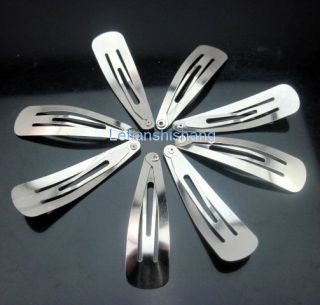   50/100pcs Silver Stainless Steel Barrettes Snap Hair Clip 46mm,#F146