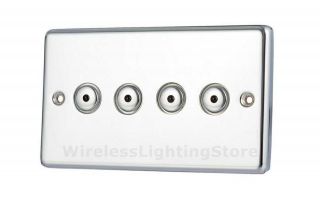   Chrome Remote Touch Control 4 Gang Dimmer Light Switch 400w CC414