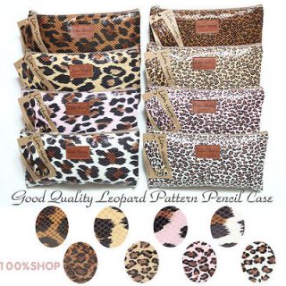 100% SHOP Luxury Leopard Pattern Pencil Case + Hair Clips Set Pouch 