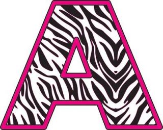 Hot Pink Zebra Alphabet Letters Removable Wall Sticker Vinyl Decal 