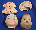 Doll Parts Repair Crafts Plastic 6 AS IS 1/2 Half Doll Faces 4 