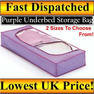 PURPLE CHEST STORAGE UNDERBED BAG BAGS LAUNDRY CLOTHES BEDDING BOX 