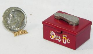 Dollhouse Miniature Shoe Shine Box Red Metal Multi Minis 112 Scale