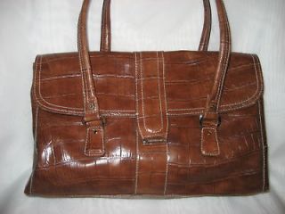 LIZ CLAIBORNE Brown Mock Crock Shoulder/Hand Bag