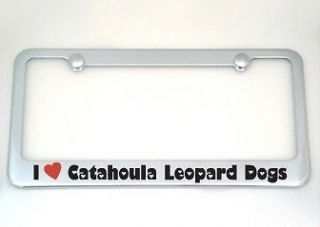 Love Catahoula Leopard Dogs Chrome License Plate Frame + Screw Caps