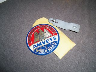 license plate topper WWII amvets american veterans NOS