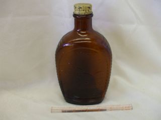 LOG CABIN SYRUP BOTTLE MT. RUSHMORE BROWN GLASS AS IS