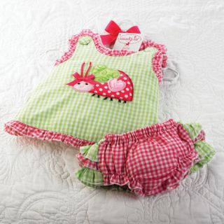 Mud Pie Lil Chick Lady Bug Pinafore and Bloomer Set (12 18M) and 