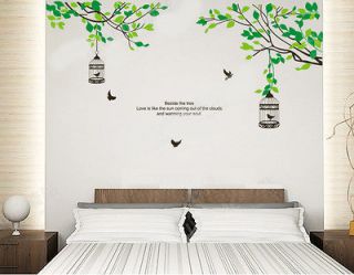Lovers Tree & Birdcage Birds Wall Stickers Sticker Decor Decals Art 