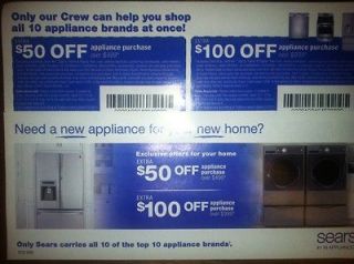  $50 off appliance purchase over $499 or $100 off over $999 exp 