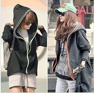   Coat Women Korean colored double Zipper hoodie loose money soli