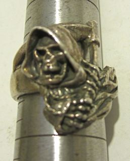 STERLING SILVER ANCHOR LION Q MARK GOTHIC MEDIEVAL GRIM REAPER RING 