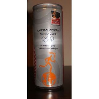 Athens 2004   Olympic Games   Coca Cola   Torch Relay Tin Bottle 