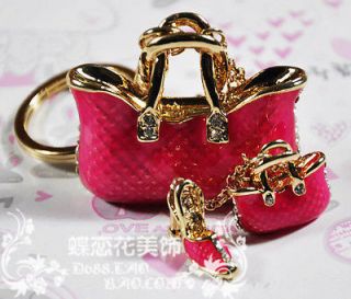   Crystal Birthday Gift Red Designer Keychains Rings Charms for Handbag