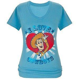 XSmall Womans Toy Story Woody Blue Foil I LOVE COWBOYS tee NWT