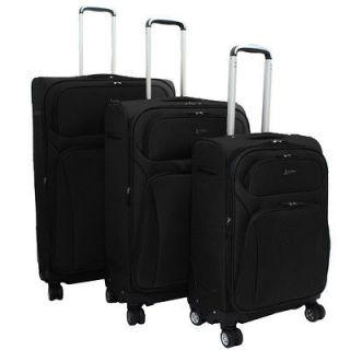   Lightweight 3 Piece Expandable Upright Spinner Luggage Set   Navy Blue