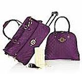 IMAN Jet Set Lightweight Luxe Quilted Nylon Luggage Set   Purple