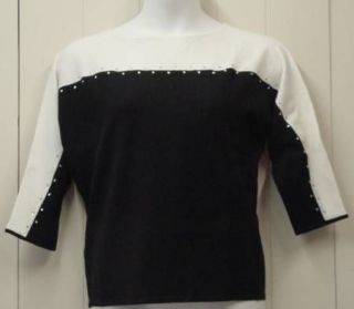 Bob Mackie Sweater W/ Rhinestones Size XL Black/White