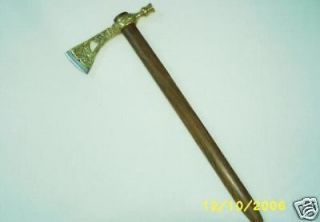 Pipe Axe,Tomahawk, Engraved Brass, Drilled for Smoking
