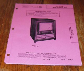 Lot 11 Sams Photofact Early TVs Color B&W RCA CT 100 Philco Motorola 