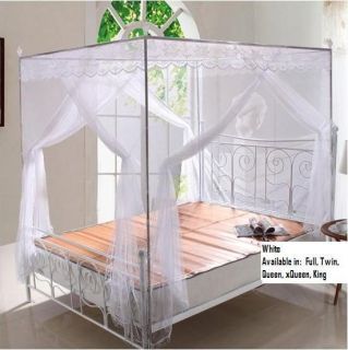 Luxury 4 Post Bed Canopy Mosquito Net Lace Set Frame