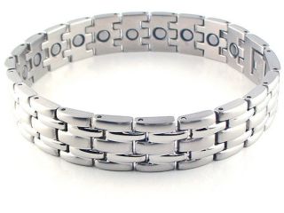 New Magnetic Bracelet Stainless Steel Link Magnet Therapy Mens High 