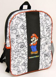 NWT Super Mario Nintendo Black & White Line Design Backpack 16x12x5 