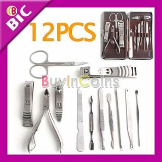12Pcs Stainless Steel Nail Care Manicure Set Kit
