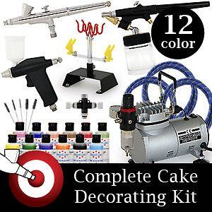 Airbrush Food Cake Decorating Kit 12 Color Supplies Set
