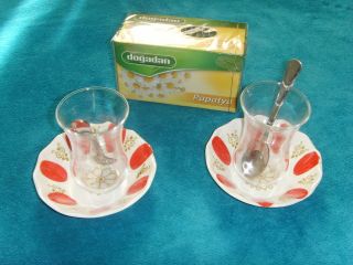 Turkish Tea Glass Cups with Chamomile Tea 20 Tea Bags