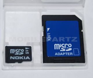 NOKIA 64mb / 64 MB Micro SD Memory Card + Adaptor for N95 8GB N96 5800 