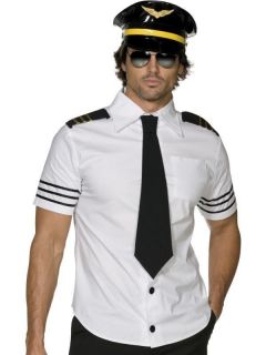 Men Fever Mile High Captain Pilot Fancy Dress Costume M