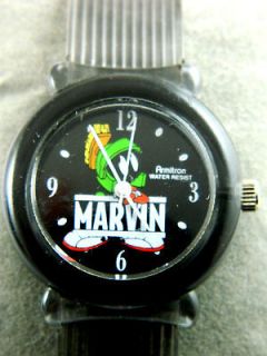ARMITRON MARVIN THE MARTIAN WATCH/ BLACK FACE /NEW BATTERY