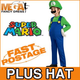 Deluxe Luigi Super Mario Bros Boys Fancy Dress Kids Nintendo Game 