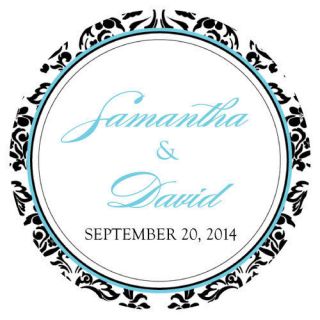 Wedding Personalized LOVE BIRD DAMASK Large Stickers for Favor 