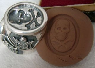 Skull Masonic WAX SEAL Ring Silver 925