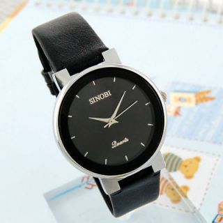 Perfect black leather band Cheap MenS Wrist Watch