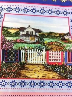 Remnant Fabric Amish Patchwork Quilts on Fence For Sale Square 7 1/2 x 