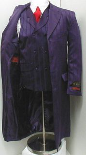 Mens 3 Pc Long Purple Zoot Dress Suit 48 Long 48L NEW Jacket, Pants 