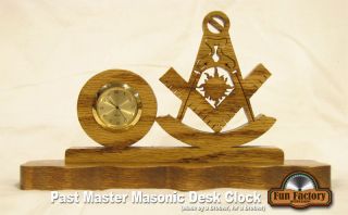 Past Master Masonic/Freema​son/Blue Lodge Desk Clock   Solid Oak