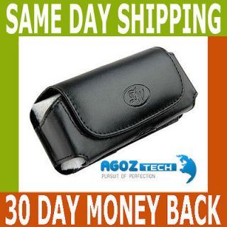 Black Leather Sideways Belt Clip Case Pouch Cover for Samsung Tracfone 