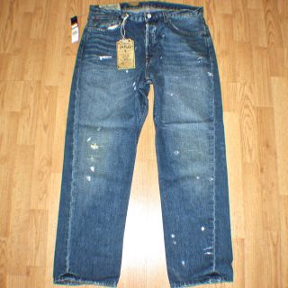 Mens RALPH LAUREN Button Fly Ripped Carpenter Jeans Pants New$95 W34 