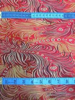 Red Flying Feathers FAUX SILK CHINESE BROCADE Upholstery Fabric 3 