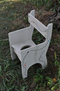 Primitive Wood Baby / Doll Potty Chair Folk Art Chippy Paint Country 