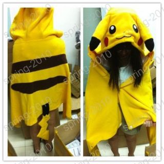 Pokemon pikachu Soft Fleece Blanket with Cape costume cosplay