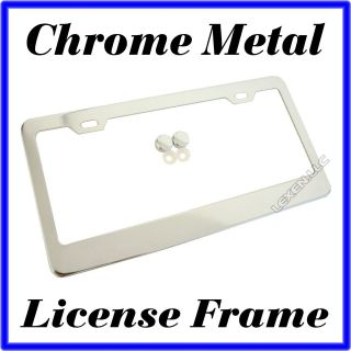CHROME METAL LICENSE PLATE FRAME + FREE MATCHING SCREW CAPS TAG COVER 