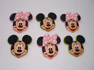 EDIBLE MICKEY AND PINK MINNIE MOUSE STYLE CUPCAKE/CAKE TOPPERS