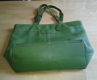 Authentic Coach Pebbled Leather Green Zip Top Tote