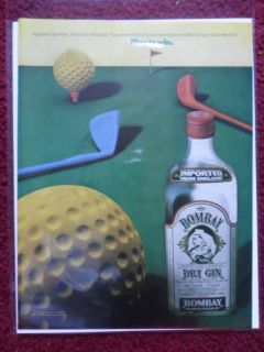   Print Ad BOMBAY GIN ~ The Miniature Mini Golf Course Colorful Art Page